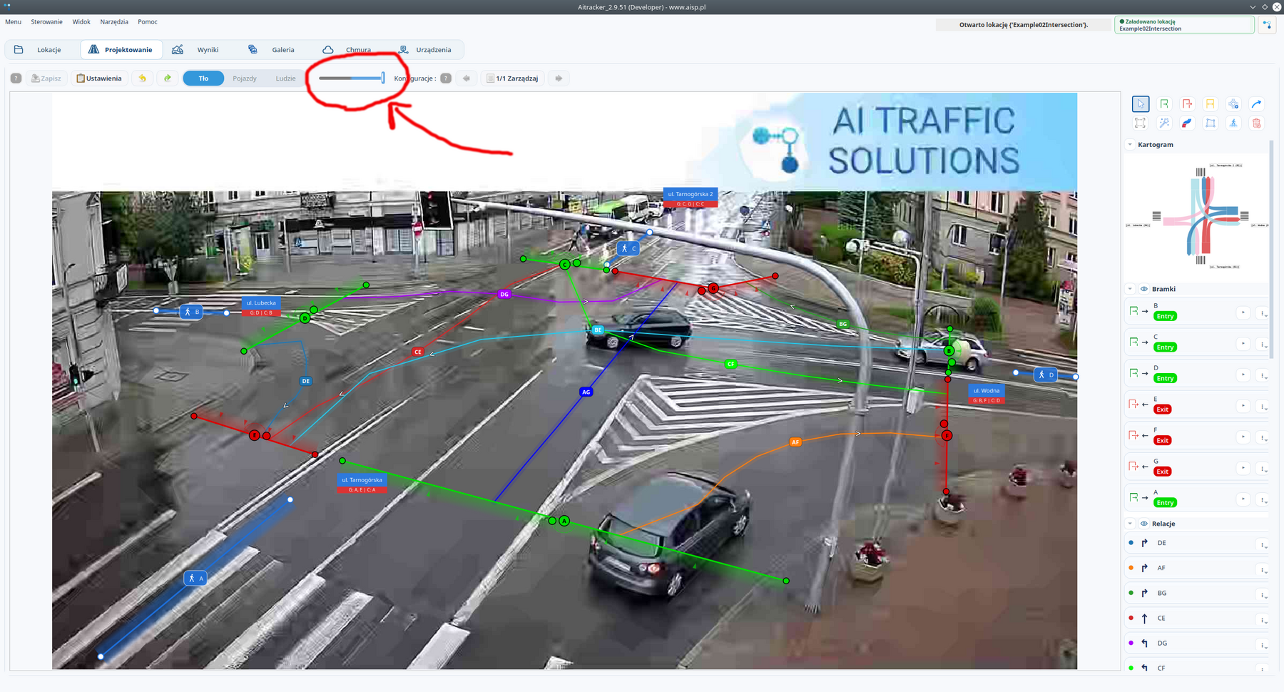 Video background selection slider in the Design tab of AITracker