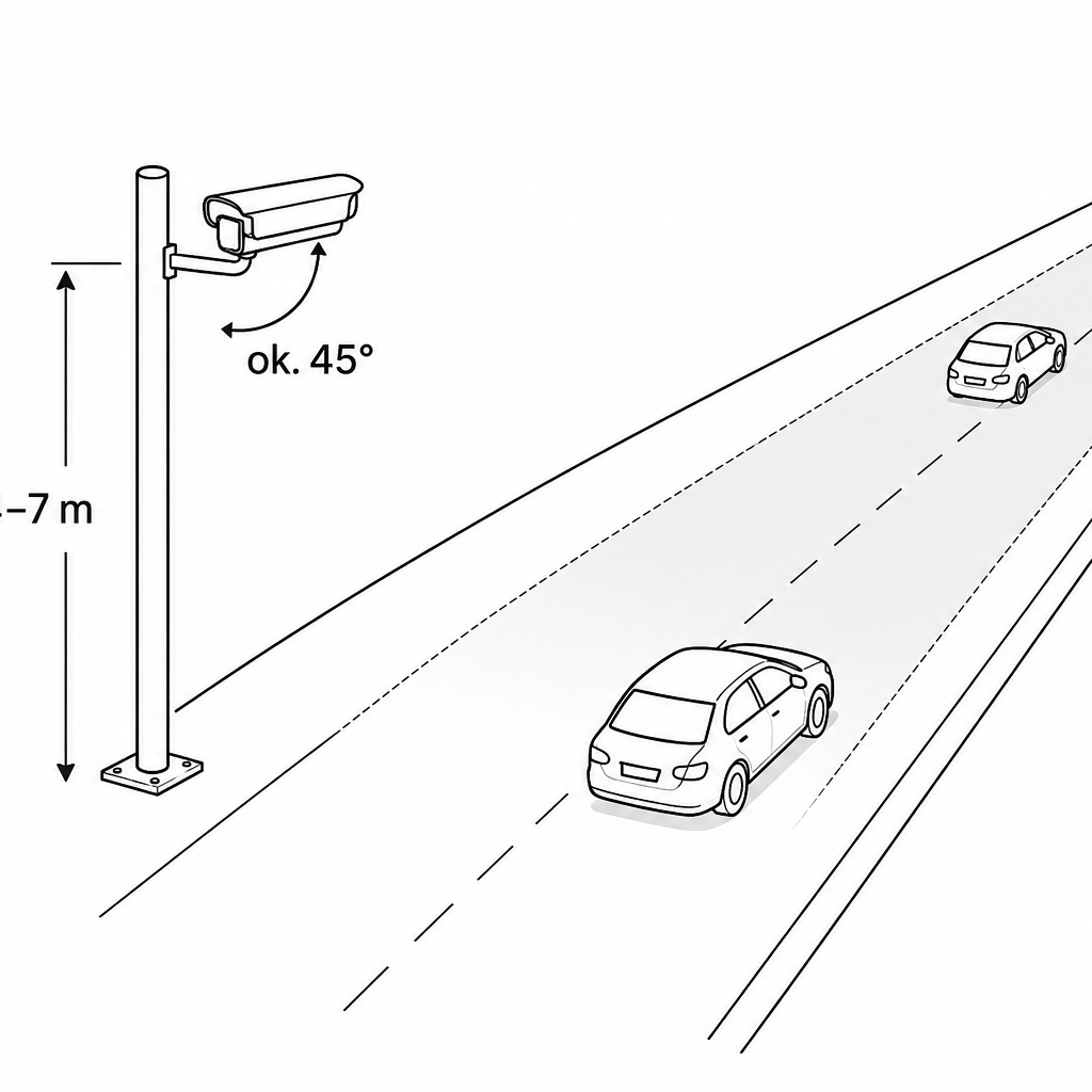 Scheme of camera setup for a cross-section of a road