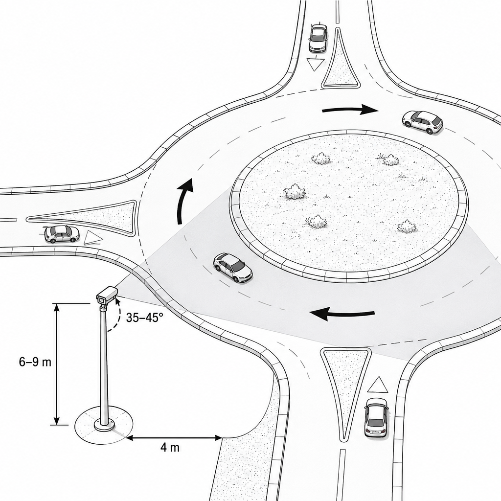 Scheme of camera positioning at the roundabout