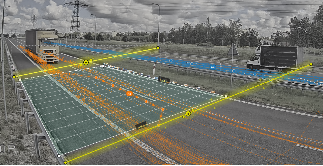 Actual road speed measurement with distance calibration and vehicle trajectories